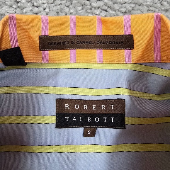 Vtg Robert Talbott Shirt Mens S 90s Colorblock Striped Cotton‎ Retro Statement - Picture 5 of 12